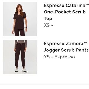 Espresso Zamora Jogger CA Scrub Pants AND Catarina scrub top